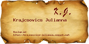 Krajcsovics Julianna névjegykártya